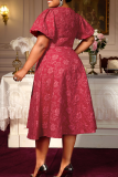 Elegant Jacquard Asymmetrical Collar Long Dresses