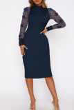 Elegant Flowers Embroidered O Neck Long Dresses