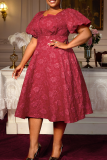 Elegant Jacquard Asymmetrical Collar Long Dresses
