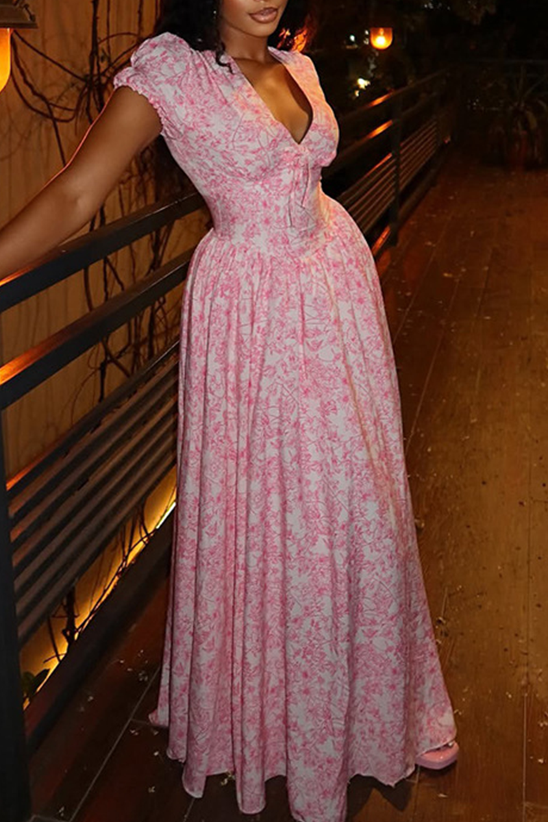 Elegant Printed Strap Dress