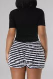 Casual Stripe Strap Design V Neck Plus Size Two Pieces