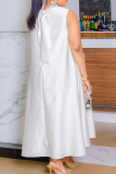 Casual Solid Color Strap Design Flower Shape O Neck Long Dresses