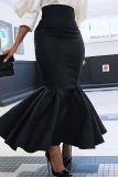 Elegant Solid Color Patchwork Bodycon High Waist Speaker Patchwork Bottoms