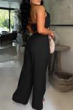 Casual Solid Color Pocket Bow Decor Asymmetrical Collar Sleeveless Two Pieces