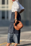 Casual Solid Color Patchwork High Waist Loose Denim Jeans