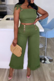 Casual Daily Solid Color Belted Spaghetti Strap Sleeveless Two Pieces