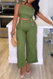 Casual Daily Solid Color Belted Spaghetti Strap Sleeveless Two Pieces