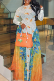 Casual Print Patchwork O Neck A Line Dresses