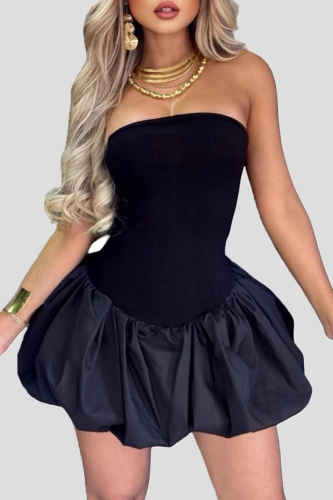 Sexy Solid Color Patchwork Strapless Ball Gown Dresses