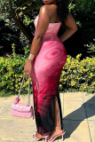 Sexy Print Strapless Long Dresses