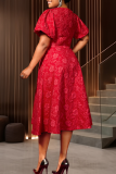 Elegant Solid Color Patchwork U Neck Long Dresses
