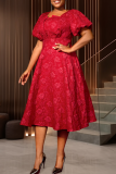 Elegant Solid Color Patchwork U Neck Long Dresses