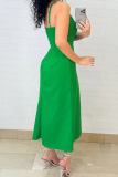Sexy Solid Color Hollow Out Spaghetti Strap Long Dresses