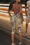 Sexy Print Backless Halter Skinny Jumpsuits
