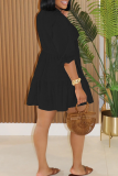 Casual Solid Color V Neck A Line Dresses