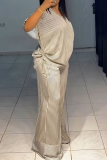 Casual Stripe Draw String V Neck Plus Size Two Pieces