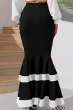 Elegant Contrast Fishtail Plus Size