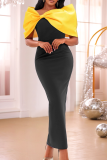 Elegant Bow Decor Contrast Off Shoulder Evening Dresses