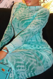 Elegant Print O Neck Long Dresses