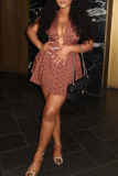 Sexy Polka Dot Backless Strap Design Halter A Line Dresses