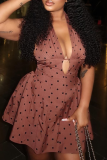 Sexy Polka Dot Backless Strap Design Halter A Line Dresses