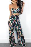 Sexy Print Backless Strapless Sleeveless Two Pieces
