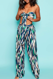 Sexy Print Backless Strapless Sleeveless Two Pieces