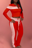 Casual Cross Straps Contrast Spaghetti Strap Long Sleeve Two Pieces