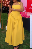 Elegant Solid Color Backless Halter Long Dresses