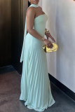 Sexy Solid Color Pleated Strapless Long Dresses