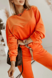 Casual Sportswear Solid Color Patchwork O Neck Long Sleeve Two Pieces