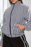 Casual Plaid Lace Zipper Zipper Collar Outerwear
