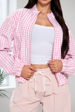 Casual Plaid Lace Zipper Zipper Collar Outerwear