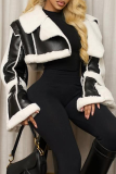 Casual Solid Color Contrast Cardigan Collar Outerwear
