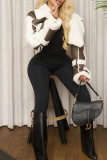 Casual Solid Color Contrast Cardigan Collar Outerwear