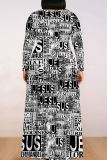 Casual Print Patchwork O Neck Long Dresses