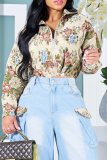 Casual Print Zipper Zipper Collar Outerwear