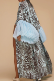 Casual Vacation Print Strap Design Cardigan Collar Outerwear