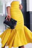 Elegant Solid Color Zipper Fishtail Plus Size