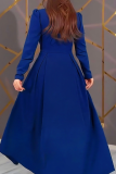 Elegant Solid Color Patchwork V Neck Long Plus Size Dresses