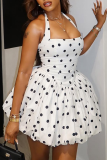 Sexy Polka Dot Backless Halter A Line Dresses