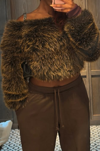 Sexy Solid Color Fluffy Off Shoulder Tops