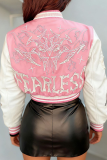 Casual Letters Buckle O Neck Outerwear