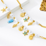 Simple Vacation Style Metal Necklace And Bracelet Jewelry Set
