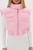 Casual Solid Color Zipper Mandarin Collar Outerwear