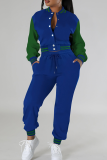 Casual Stripe Contrast O Neck Long Sleeve Two Pieces