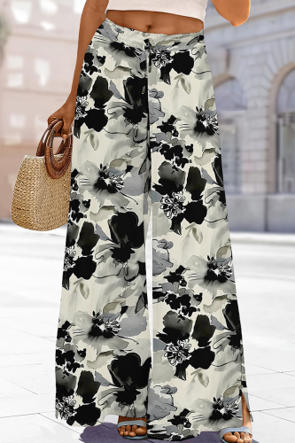 Casual Print Draw String Loose Conventional Full Print Bottoms