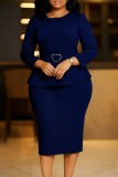 Elegant Heart Shaped With Belt O Neck Pencil Skirt Dresses