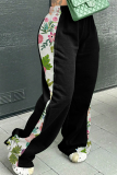 Casual Print Contrast Loose Wide Leg Patchwork Bottoms