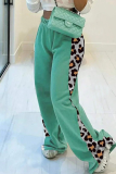 Casual Print Contrast Loose Wide Leg Patchwork Bottoms